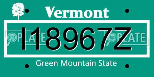 I18967Z Vermont License Plate