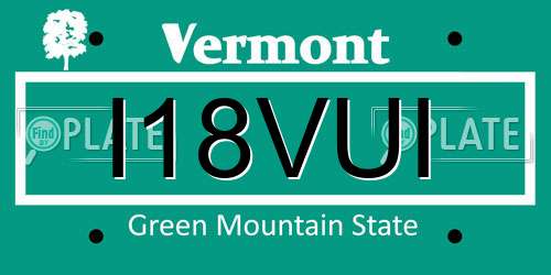 I18VUI Vermont License Plate