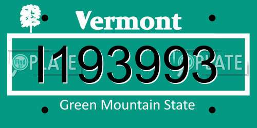 I193993 Vermont License Plate