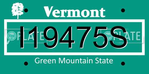 I19475S Vermont License Plate