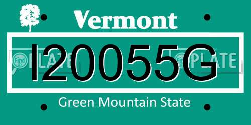 I20055G Vermont License Plate