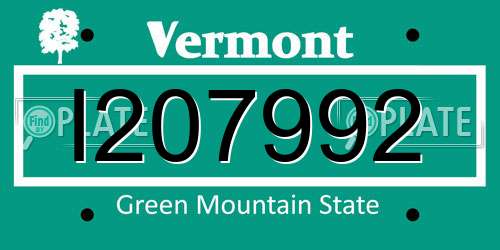 I207992 Vermont License Plate