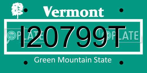 I20799T Vermont License Plate