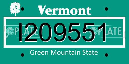I209551 Vermont License Plate
