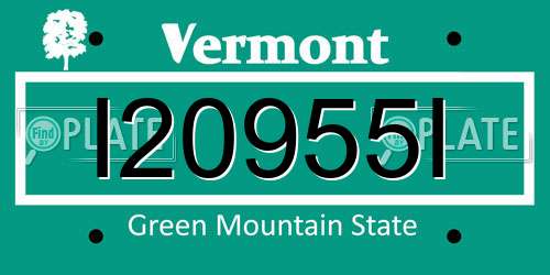 I20955I Vermont License Plate