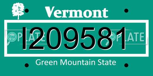I209581 Vermont License Plate