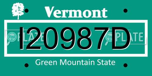 I20987D Vermont License Plate