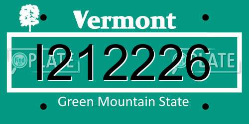I212226 Vermont License Plate