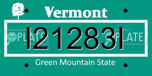 I21283I Vermont License Plate