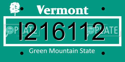 I216112 Vermont License Plate