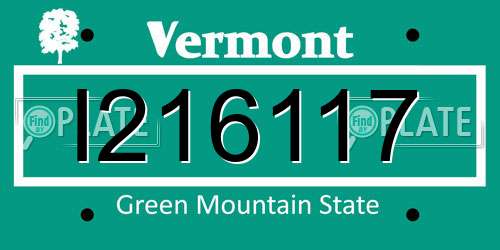 I216117 Vermont License Plate