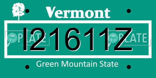 I21611Z Vermont License Plate