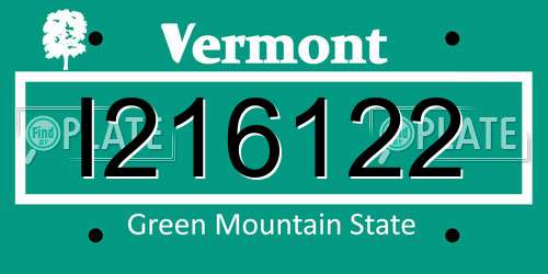 I216122 Vermont License Plate