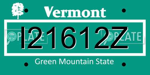 I21612Z Vermont License Plate