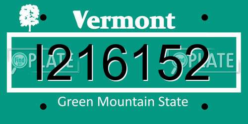 I216152 Vermont License Plate