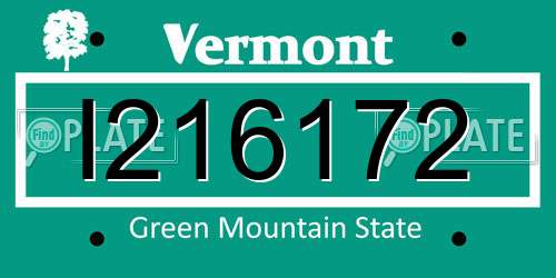 I216172 Vermont License Plate