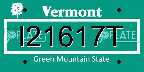 I21617T Vermont License Plate