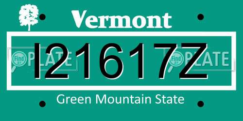 I21617Z Vermont License Plate