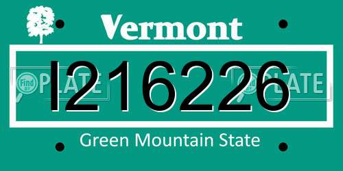 I216226 Vermont License Plate