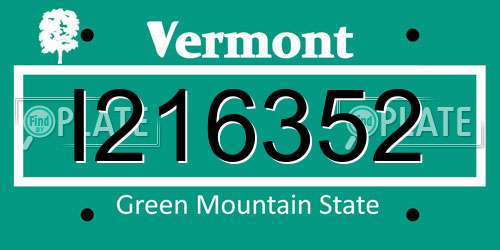 I216352 Vermont License Plate