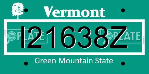 I21638Z Vermont License Plate