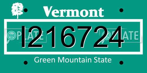I216724 Vermont License Plate