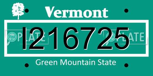 I216725 Vermont License Plate