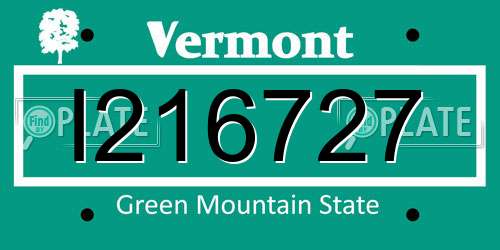I216727 Vermont License Plate