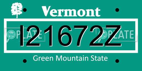 I21672Z Vermont License Plate