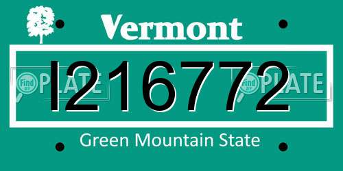 I216772 Vermont License Plate