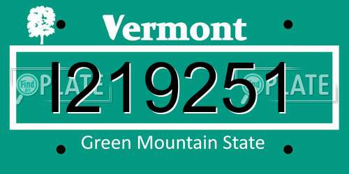 I219251 Vermont License Plate