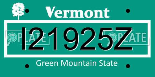 I21925Z Vermont License Plate
