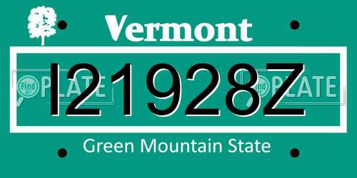I21928Z Vermont License Plate