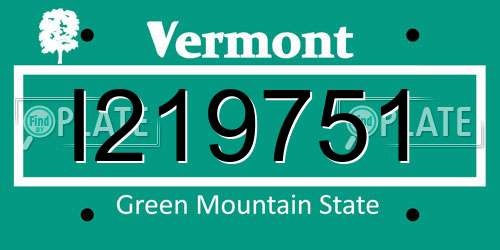I219751 Vermont License Plate