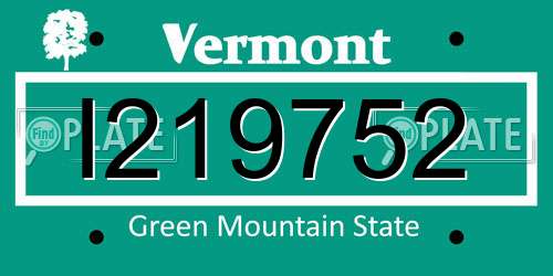 I219752 Vermont License Plate