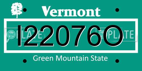I22076O Vermont License Plate