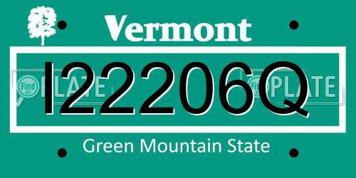 I22206Q Vermont License Plate