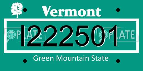 I222501 Vermont License Plate