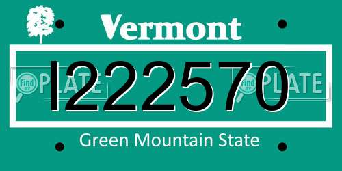 I222570 Vermont License Plate
