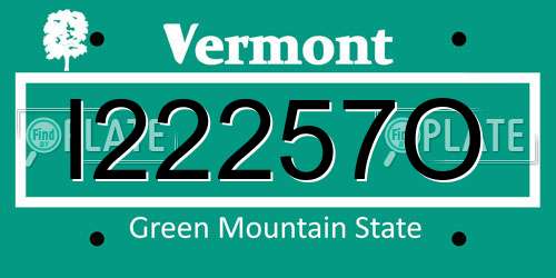 I22257O Vermont License Plate