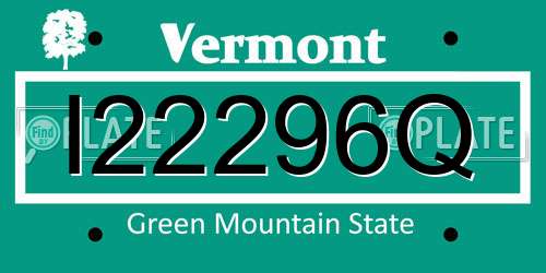 I22296Q Vermont License Plate