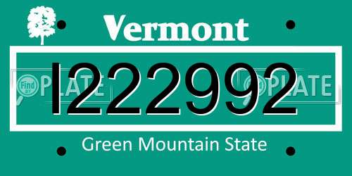 I222992 Vermont License Plate