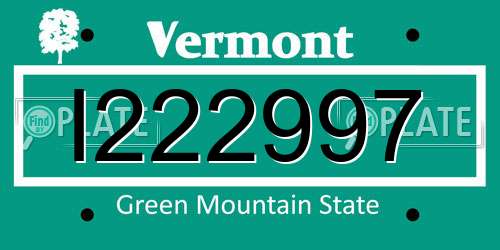 I222997 Vermont License Plate