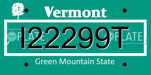 I22299T Vermont License Plate