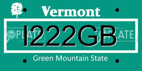 I222GB Vermont License Plate