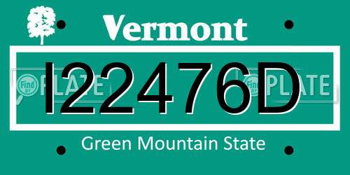 I22476D Vermont License Plate