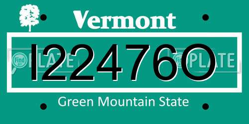 I22476O Vermont License Plate