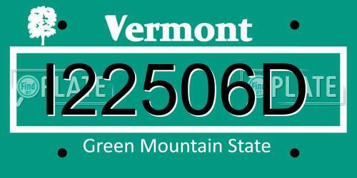 I22506D Vermont License Plate