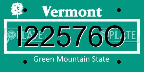 I22576O Vermont License Plate