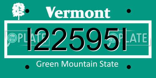 I22595I Vermont License Plate